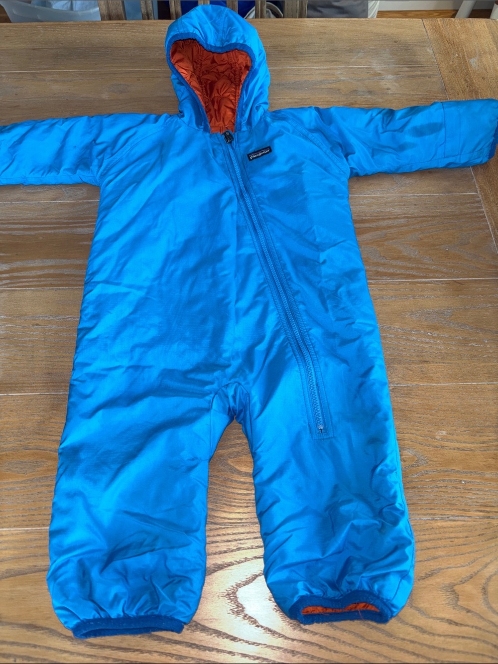Patagonia Bright Blue with Orange Lining Kids One-Piece Snow Suit